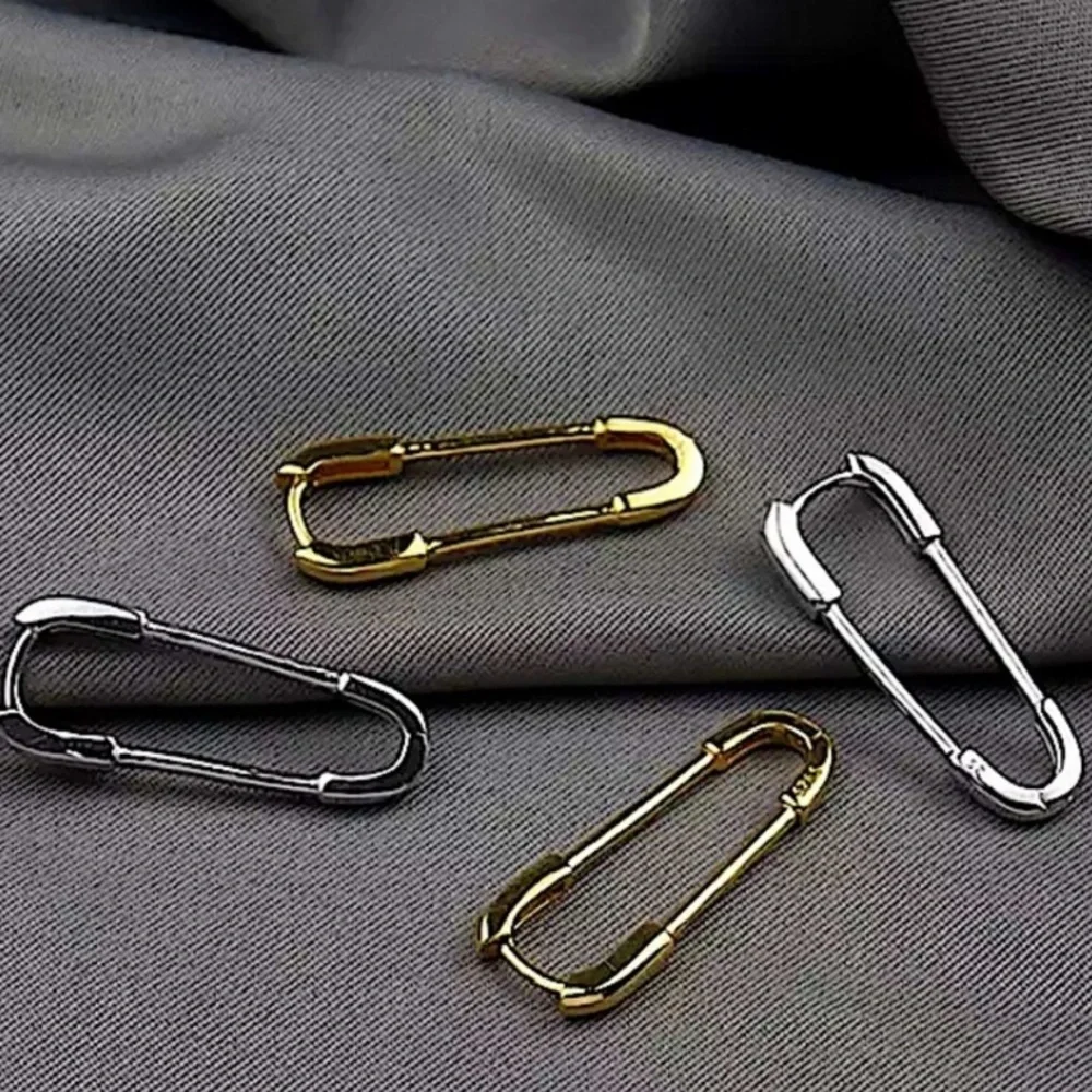 Safety Pin Gold Plated Earrings Sterling Silver